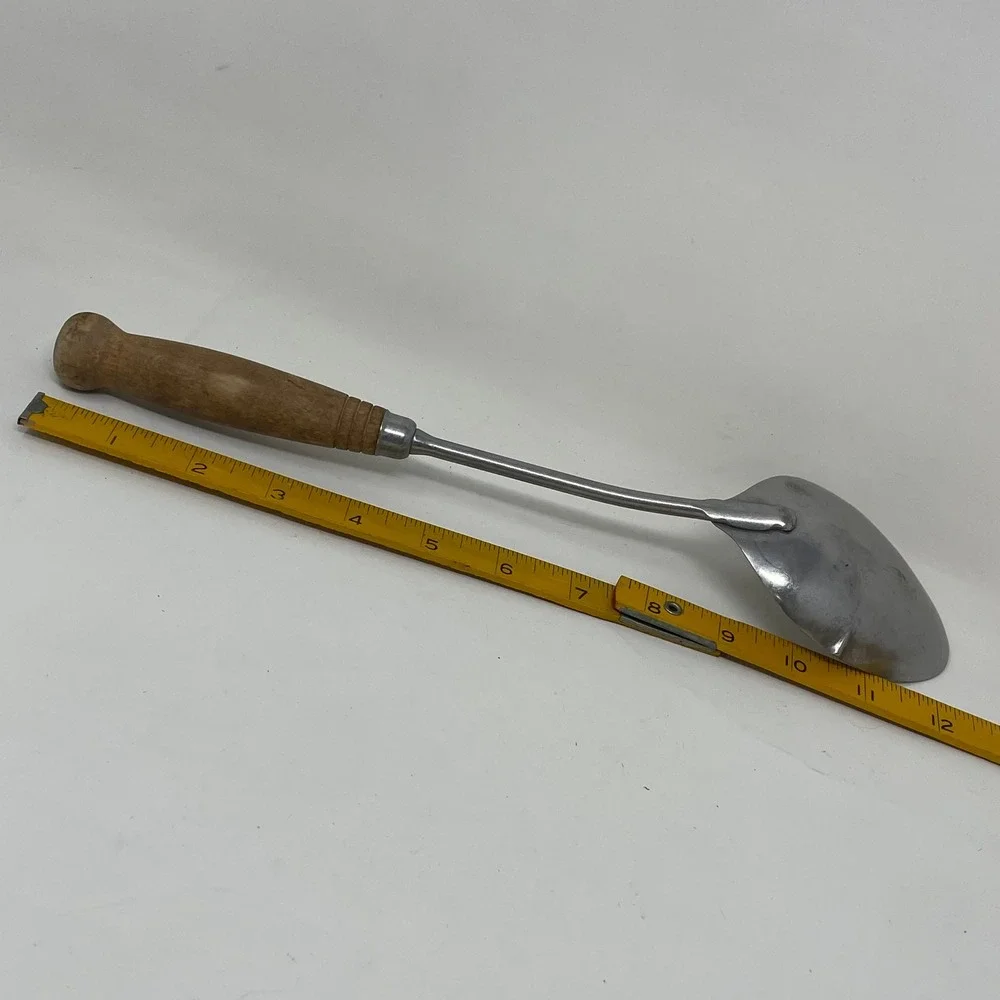Vintage Stainless Steel Measuring Mixing Spoon Wood Handle Farmhouse Kitchen
